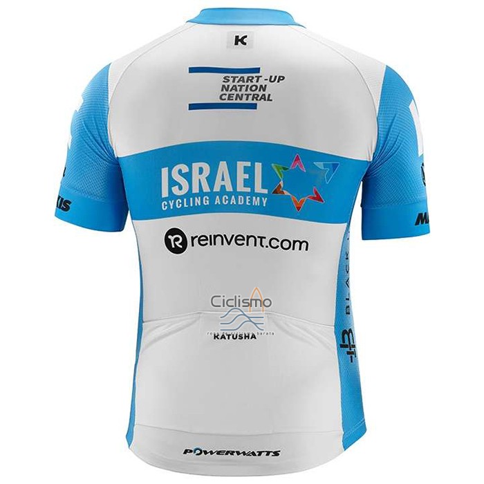 Israel Ciclismo Academy Ropa Ciclismo Culotte Corto 2020 Men Mangas Cortas Azul Claro Blanco